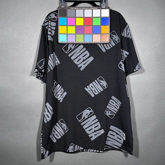 NWOT NBA Basketball T Shirt With NBA Logo All Over Design On Both Sides Size 1X - Picture 12 of 13